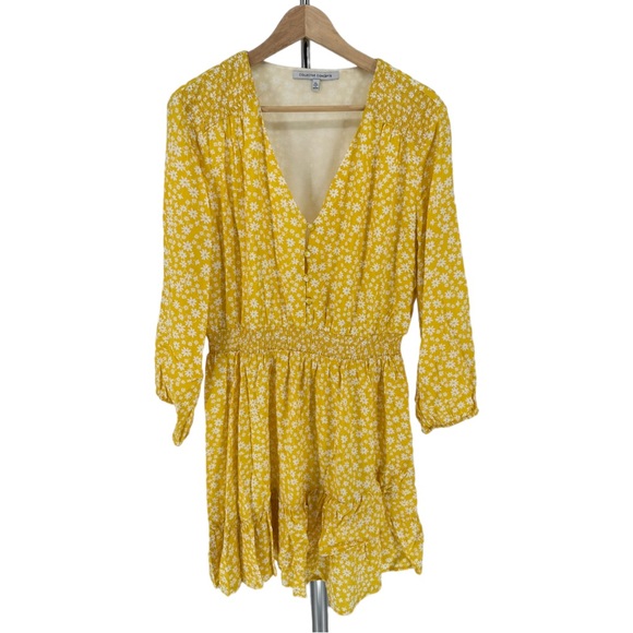 Collective Concepts Long Sleeve Button Front Floral Print Dress Yellow Floral XL - Picture 3 of 13